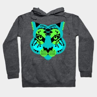 Tiger Face, Blue and Green Hoodie